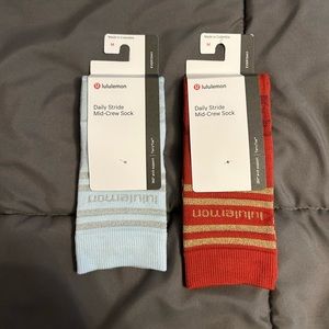 *2 PACK* Lululemon Women’s Daily Stride Mid-Crew Sock *Sparkle